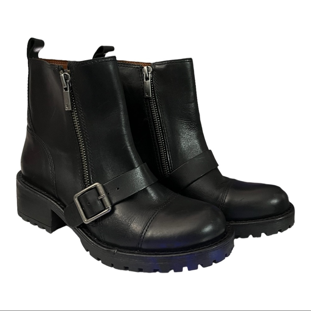NWOB! LUCKY BRAND Womens Ondalucia Black Leather Ankle Urban Short Boots Size:6M